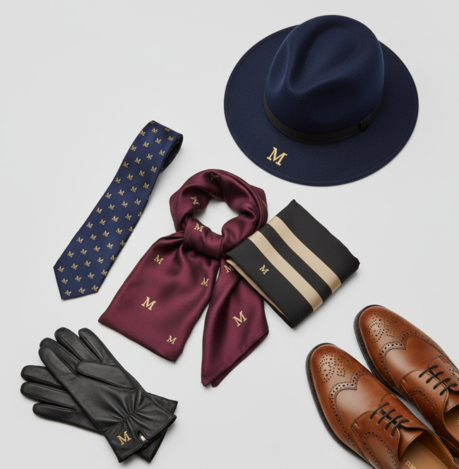 Ties, Scarves, Hats, Shoes, and Branded accessories